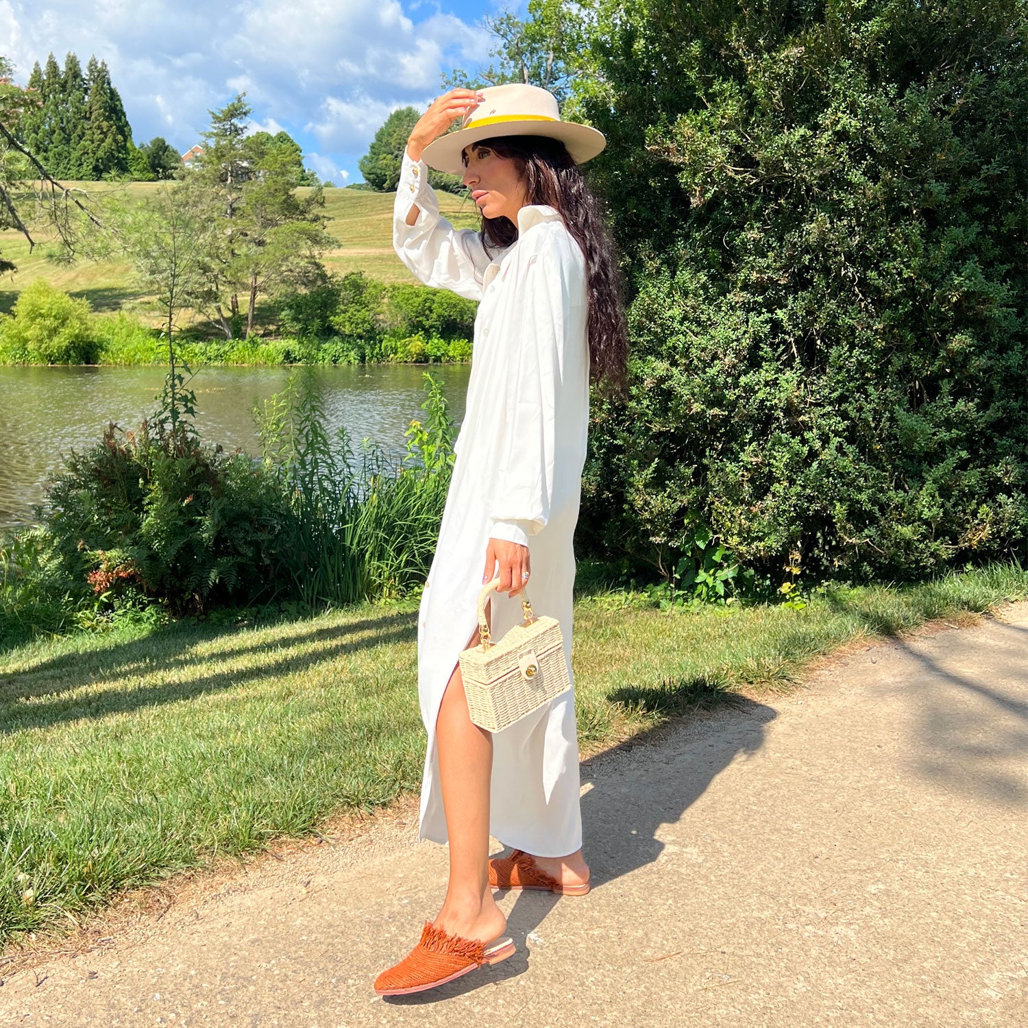 open back shirt dress Cotton Poplin Midi Shirt Dress with Open Back