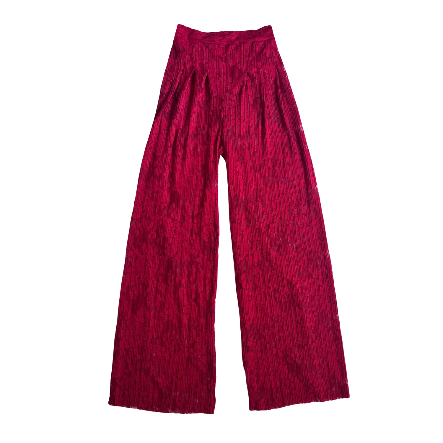 Wide Leg Pleated Pants in Red