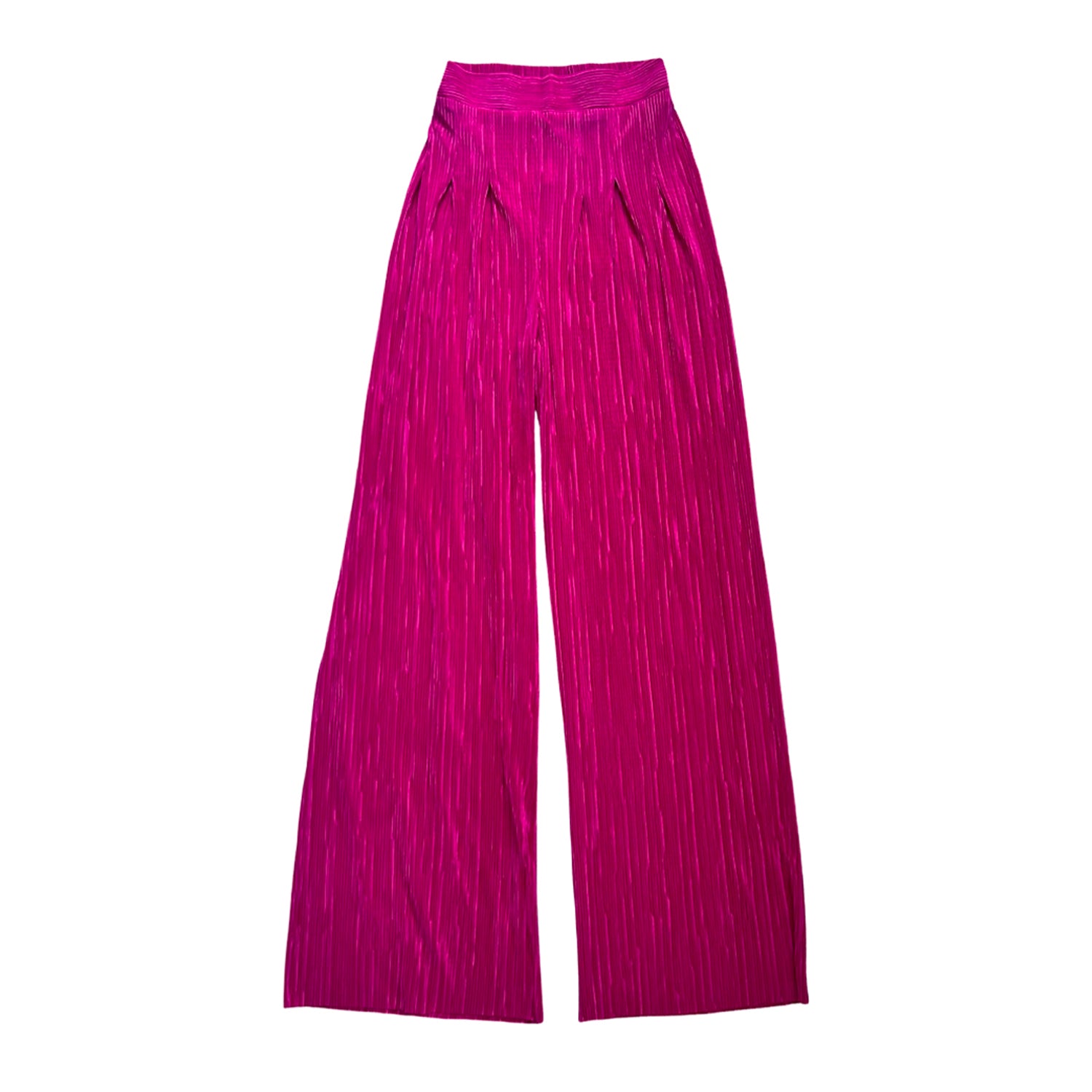 Shirt & Wide-Leg Pants Set in Hot Pink
