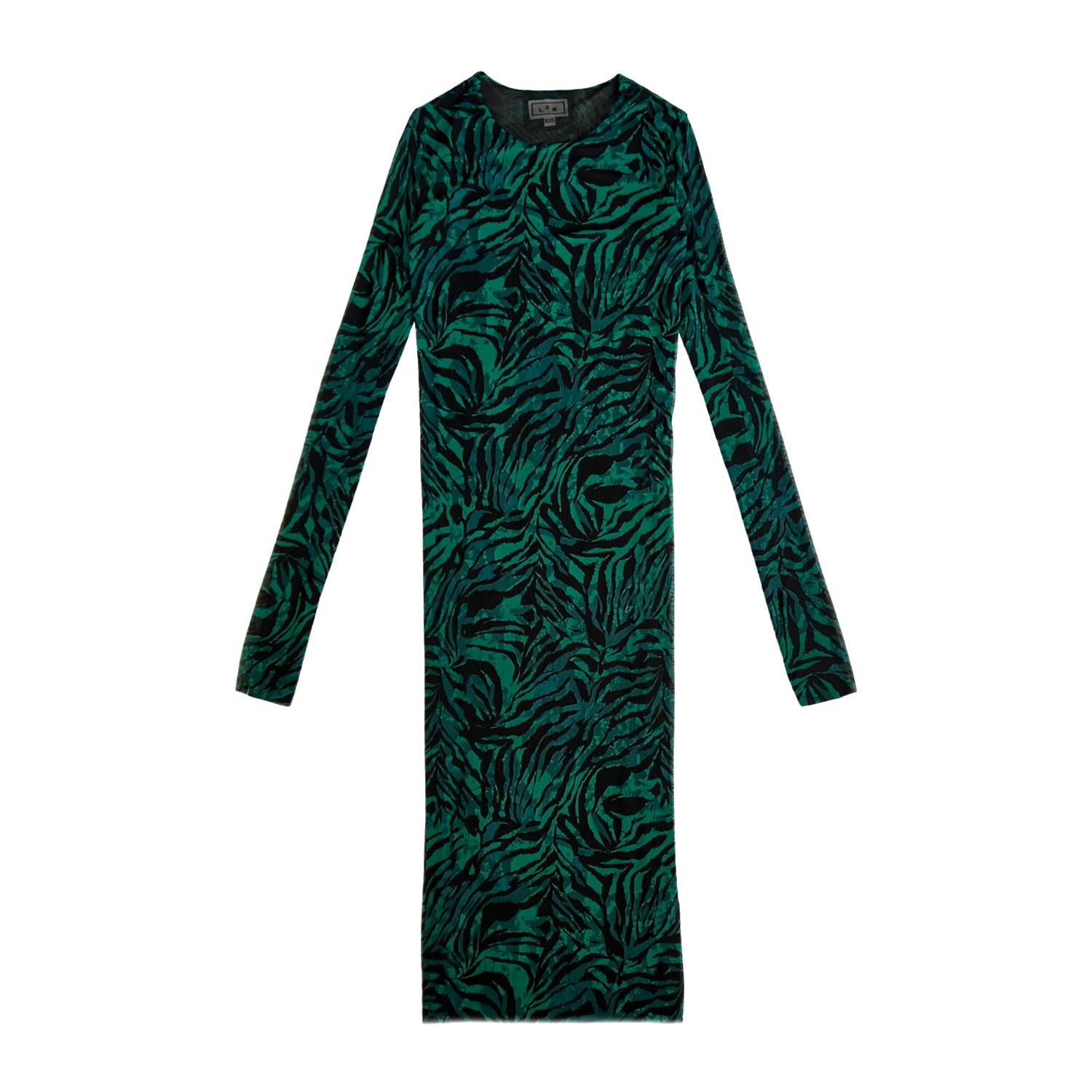 Reversible Print Mesh Dress in Green & Black