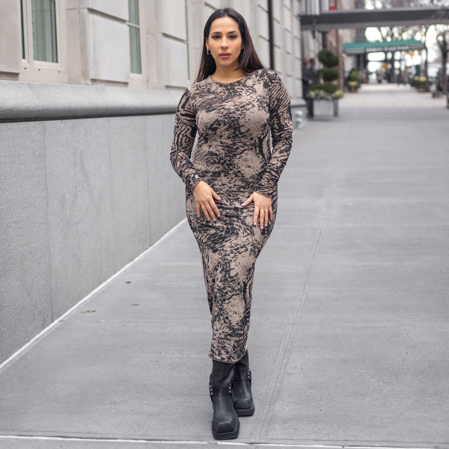 Reversible Leopard-Print Mesh Dress in Brown XS/S Reversible Leopard-Print Mesh Dress in Brown XS/S
