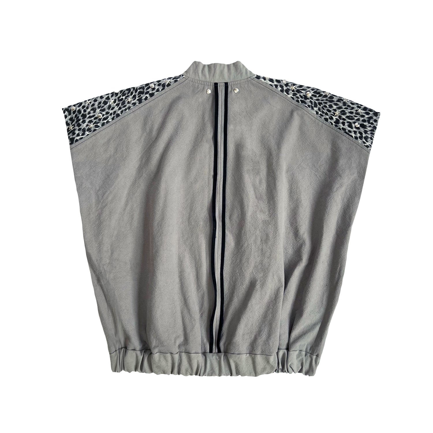 Studded Sleeveless Bomber Jacket in Grey