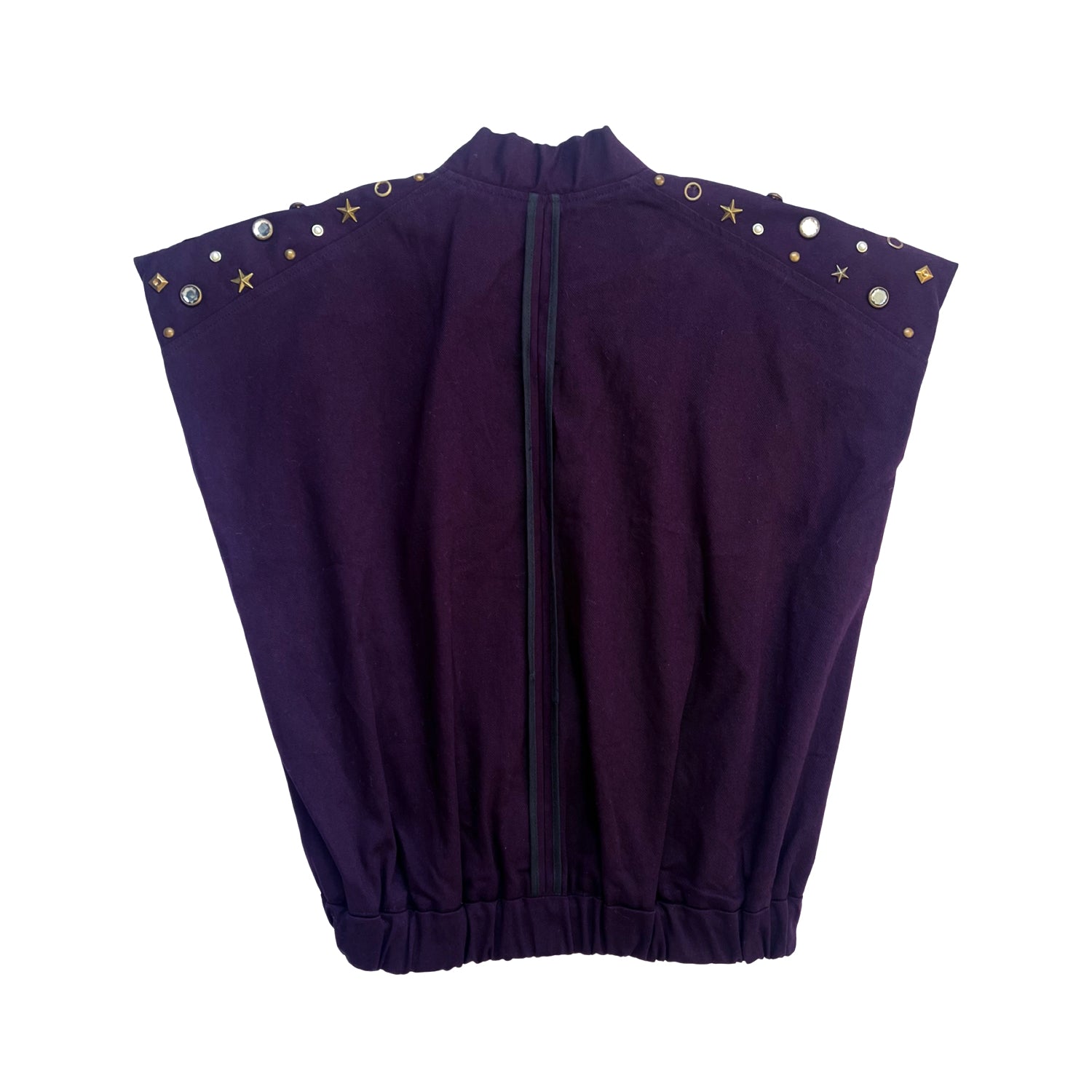 Studded Sleeveless Bomber Jacket in Purple