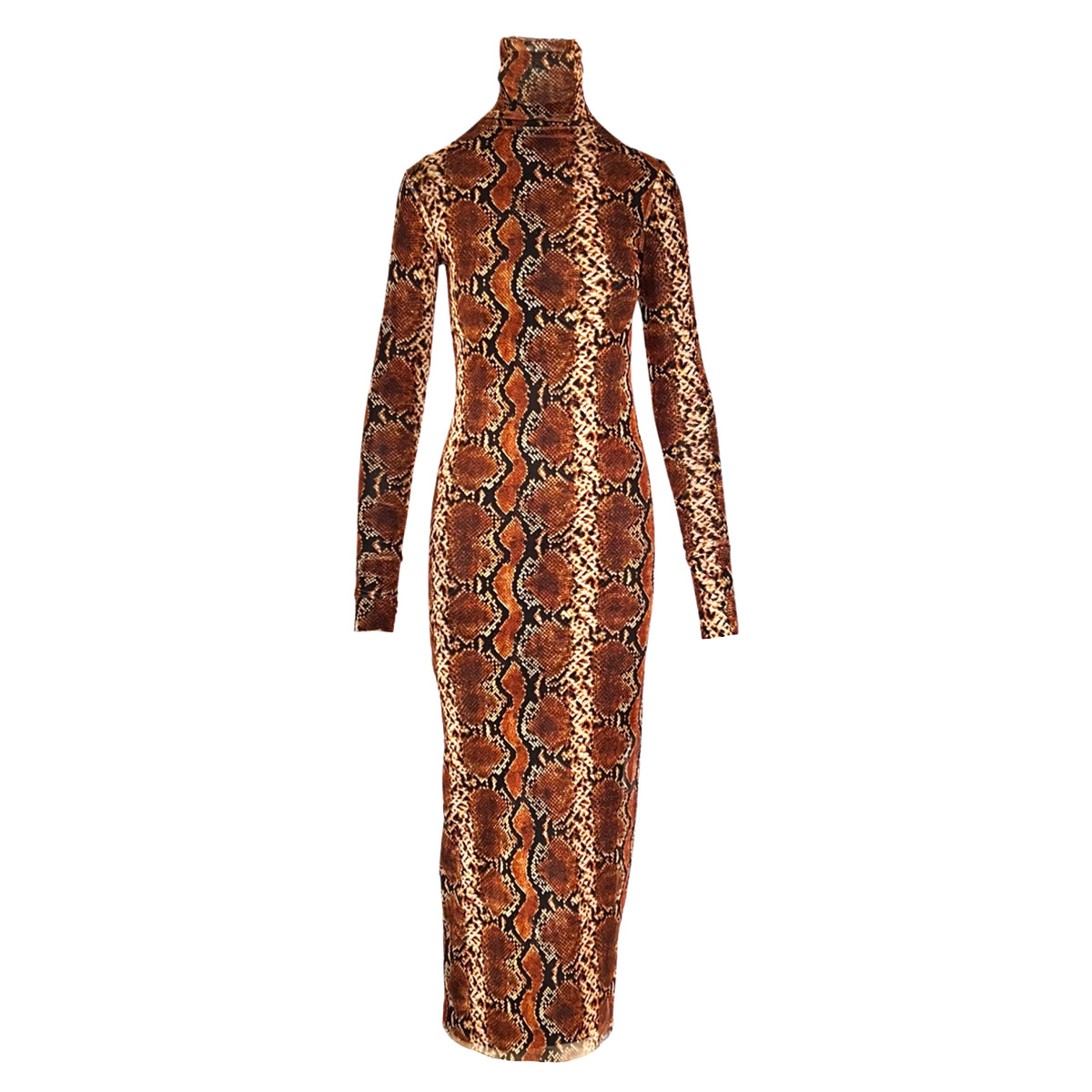 brown snakeskin dress Snake-Print Mesh in XS/S this maxi dress from Clothing : Bandage Dresses Size:US 16 W nox