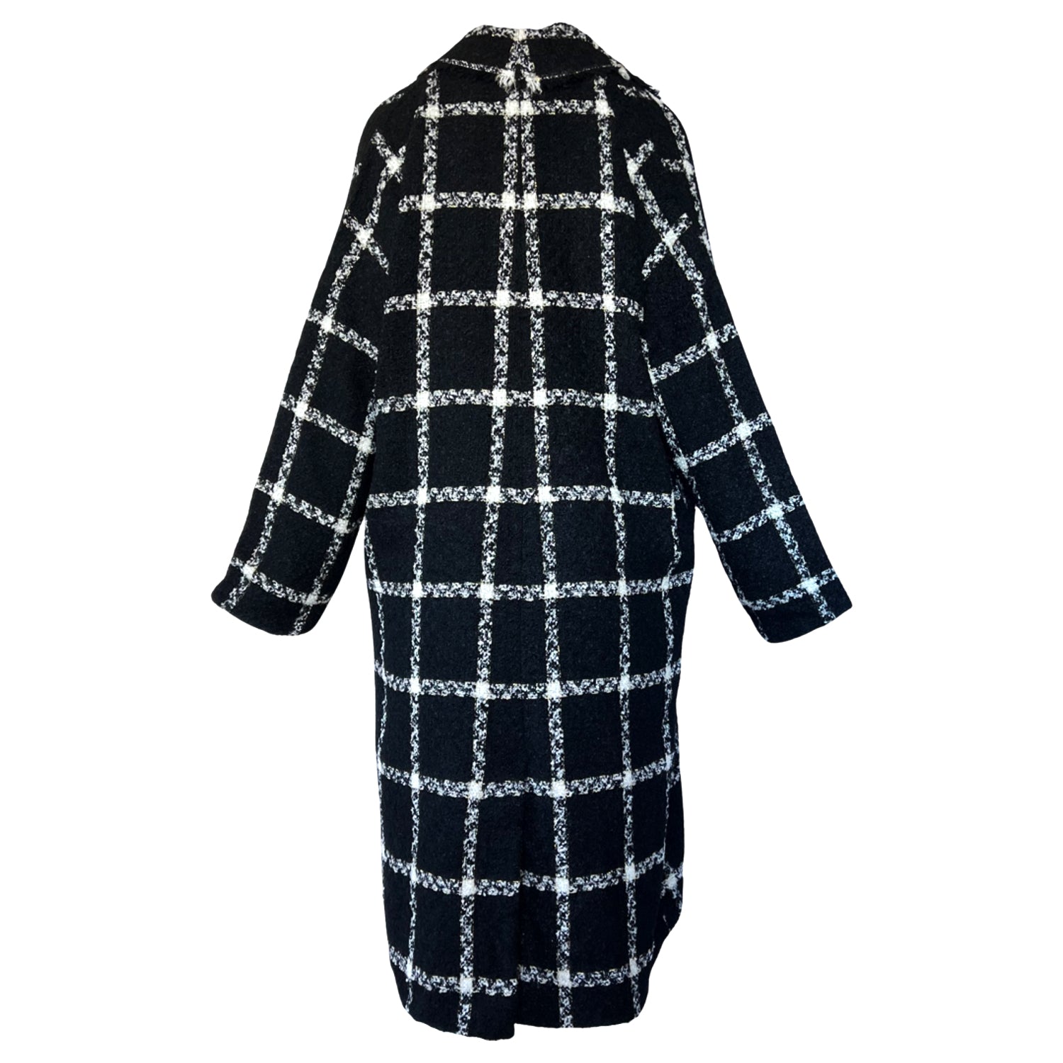 Checked Slouchy Coat in Black and White