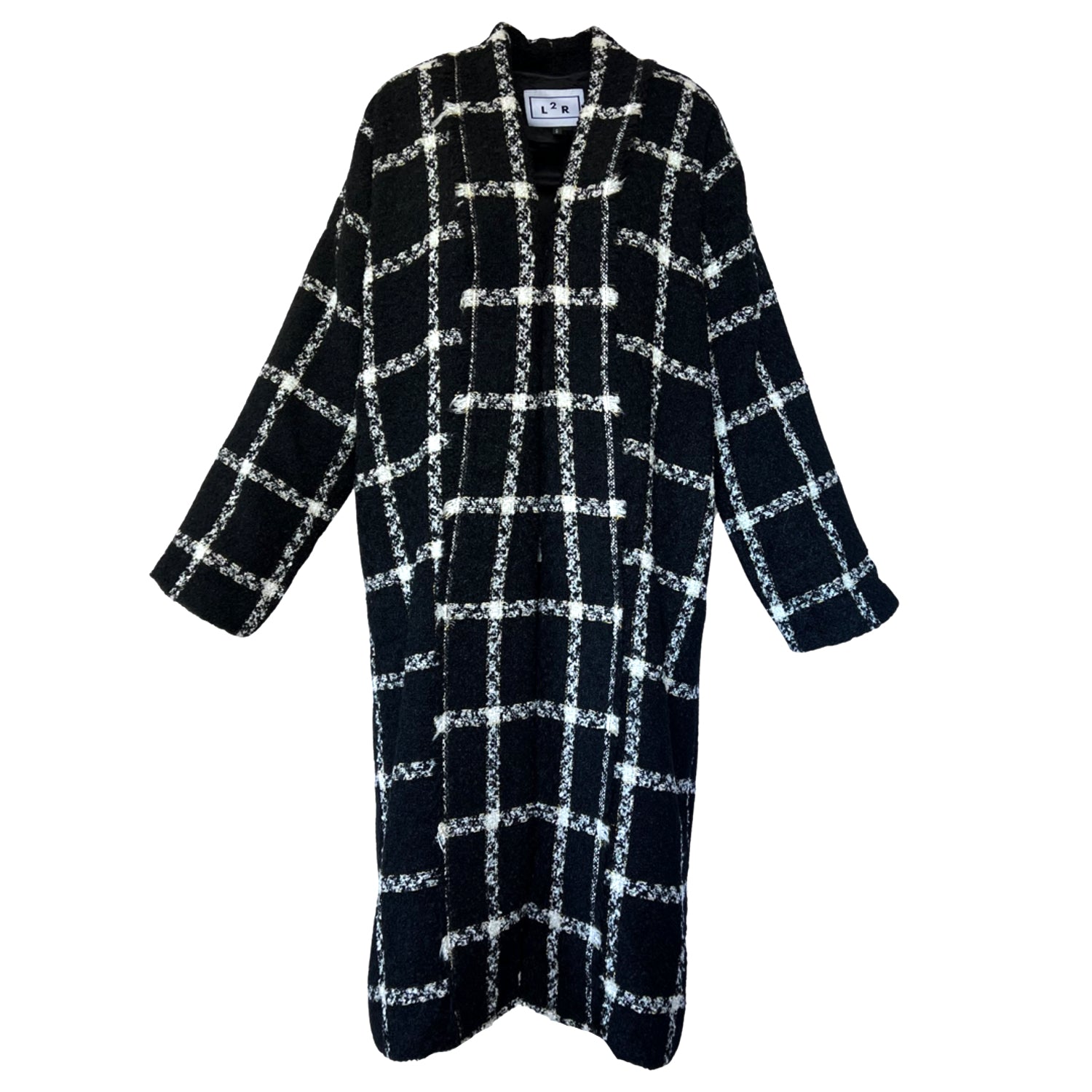 Checked Slouchy Coat in Black and White