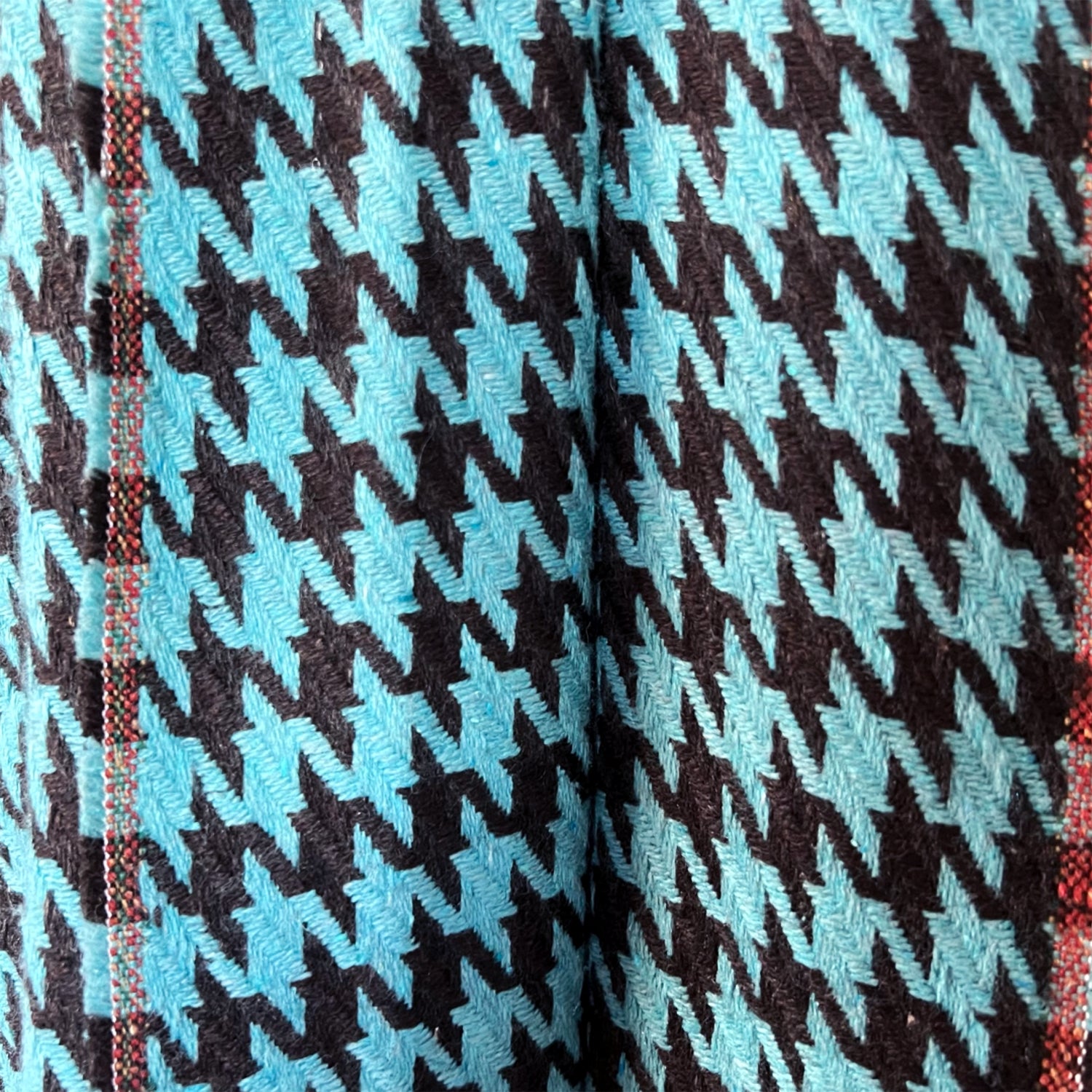 Houndstooth Slouchy Coat in Black and Teal