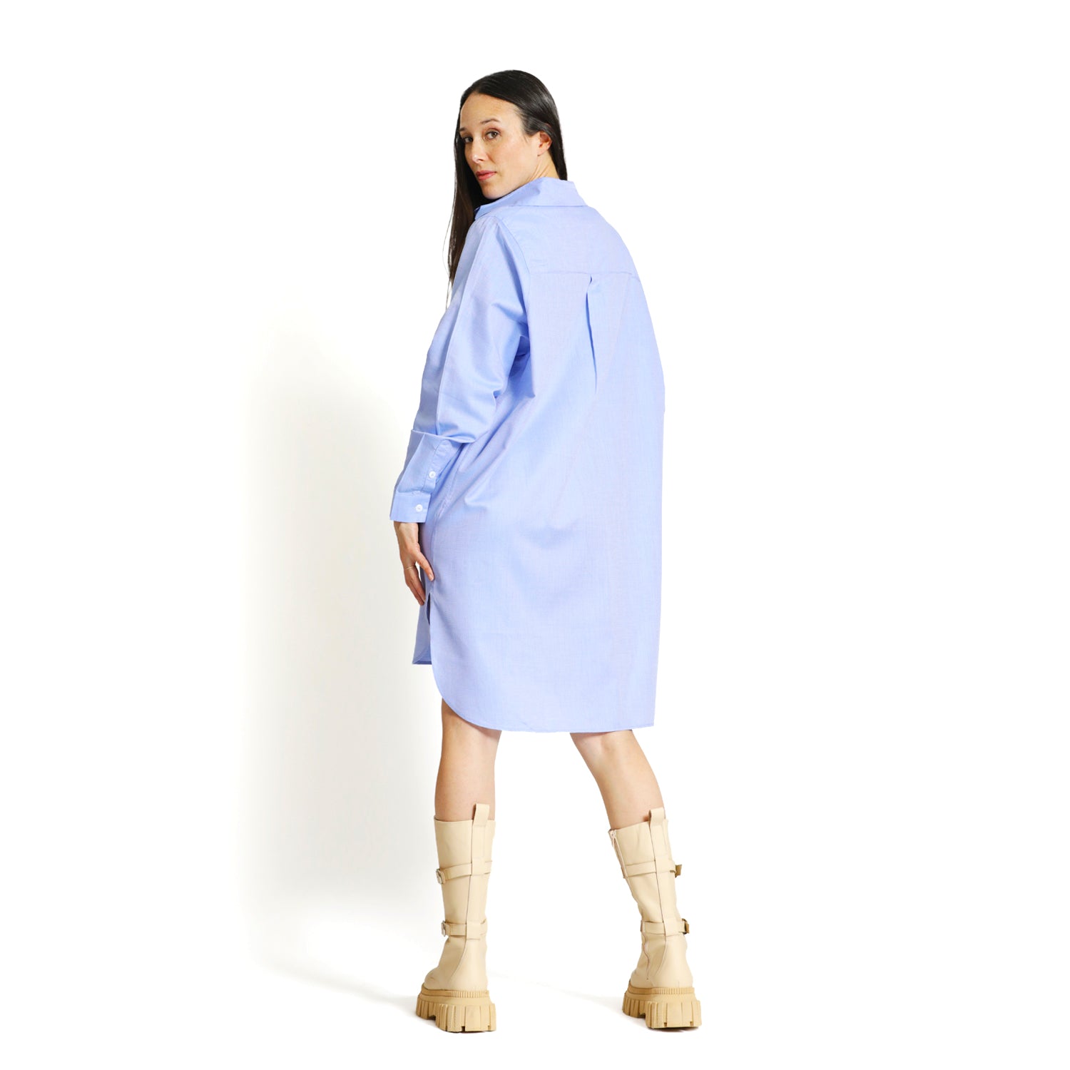 Maxi Shirt in Blue Cotton-Poplin