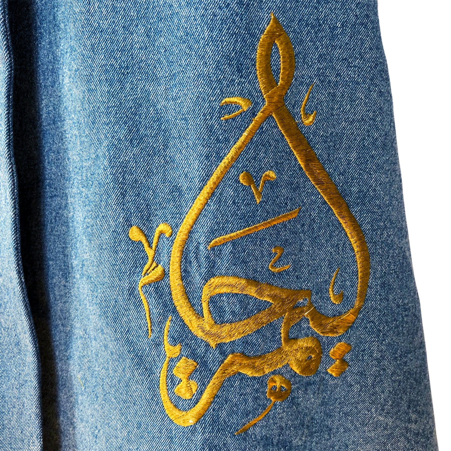 Opera Coat in Embroidered Blue Denim