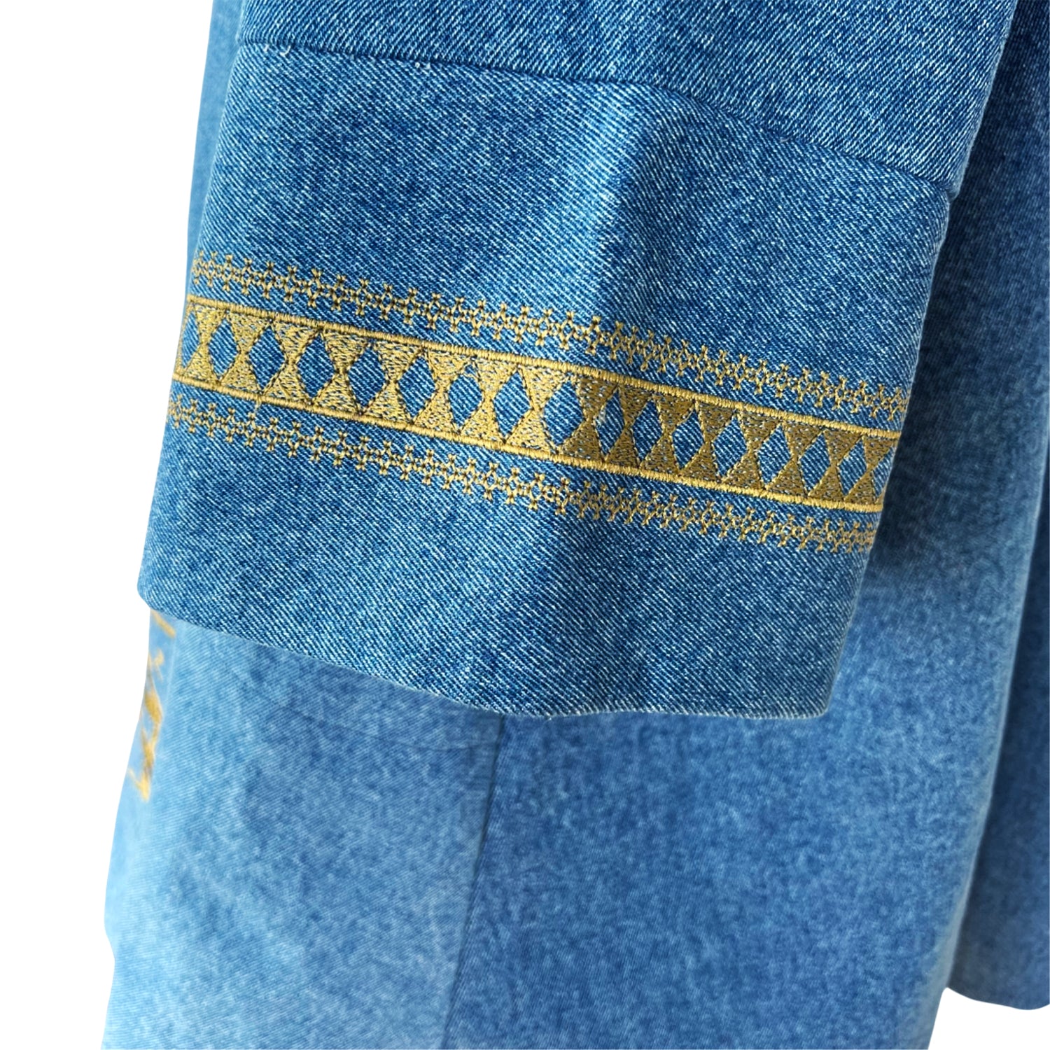 Opera Coat in Embroidered Blue Denim