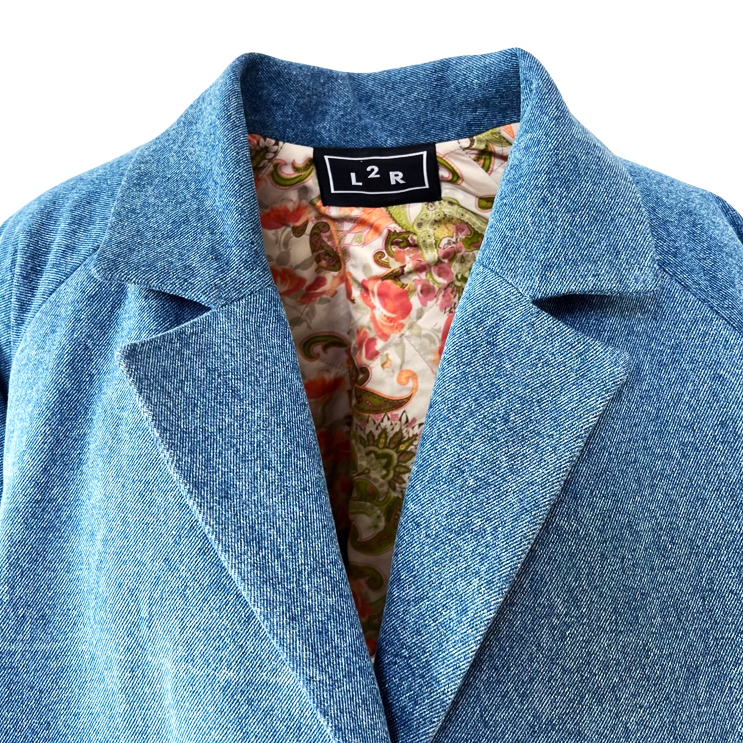 Opera Coat in Embroidered Blue Denim