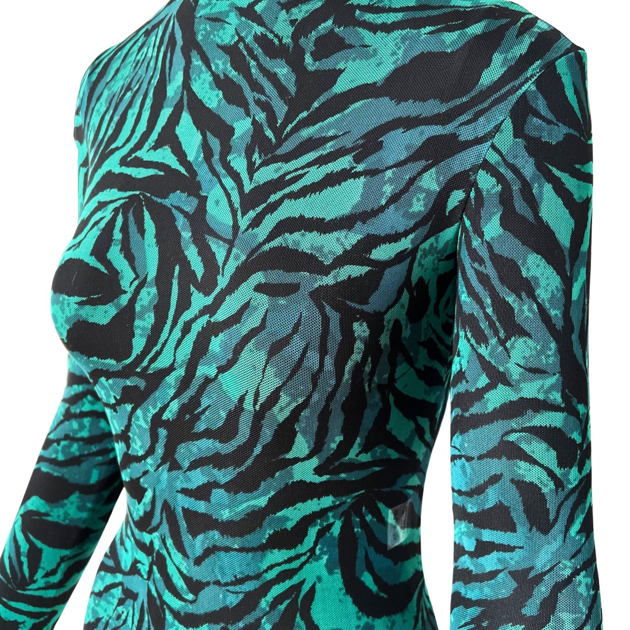 Zebra-Print Mesh Dress in Green M/L Zebra-Print Mesh Dress in Green M/L