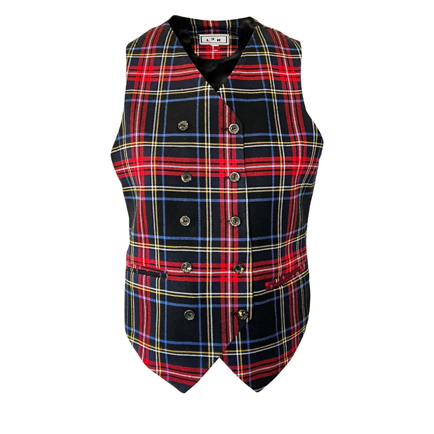 Double Breasted Vest in Tartan Wool