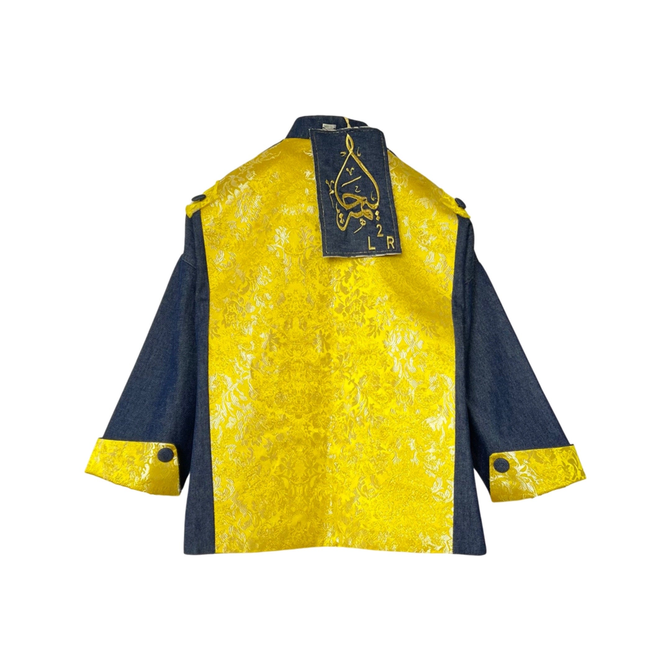 Majorelle Jacket in Yellow Silk and Blue Jean Denim