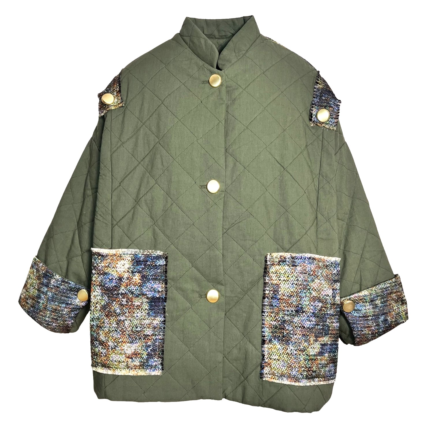 Majorelle Quilted Patchwork Jacket in Green