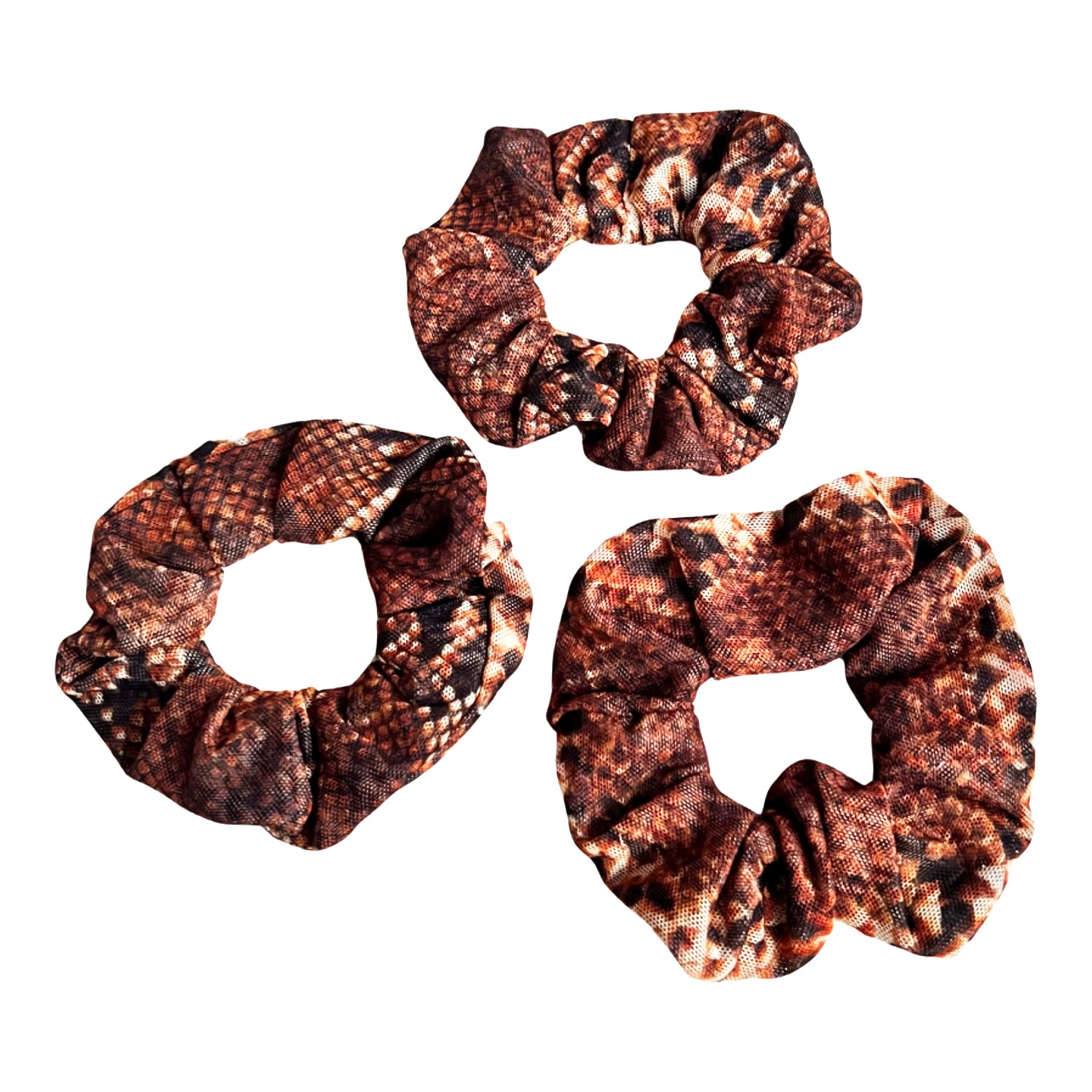 Eco-Conscious Scrunchy in Snake Brown Print